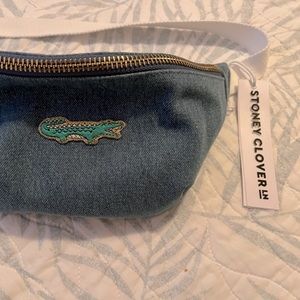 BNWT- Stoney Clover Lane Denim Fanny Pack with Alligator sown on.